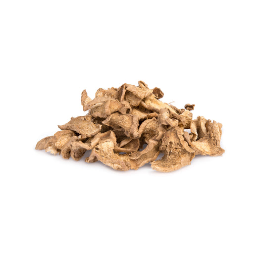 Dried ginger on a white background